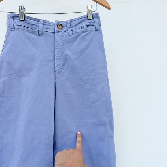 Marine Layer Bridget Wide Leg Crop High Waisted Retro 60s Marlin Blue 4 Pants - Picture 9 of 9